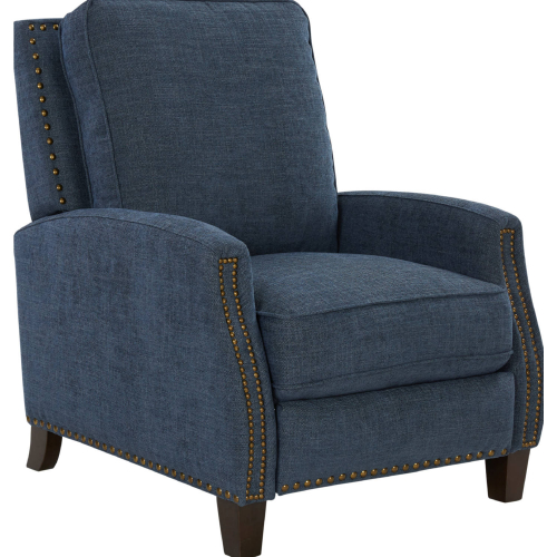 Melrose Manual Recliner in Tweed Indigo Blue Fabric w/ Nailhead Trim